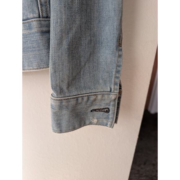Distressed Denim Y2K Jacket. Queens White Label Sz Sm./Med. Trucker, Grunge. - Picture 4 of 10